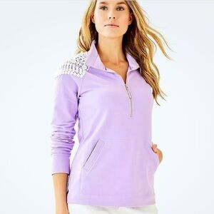 Lilly Pulitzer UPF 50+ Skipper Popover w/ Lace on Shoulders in Lilac Verbena